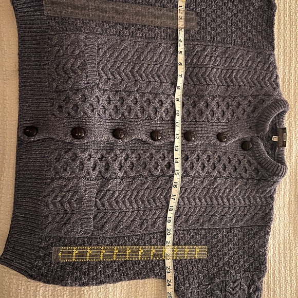 Denim blue Irish wool timeless cardigan - Picture 4 of 4